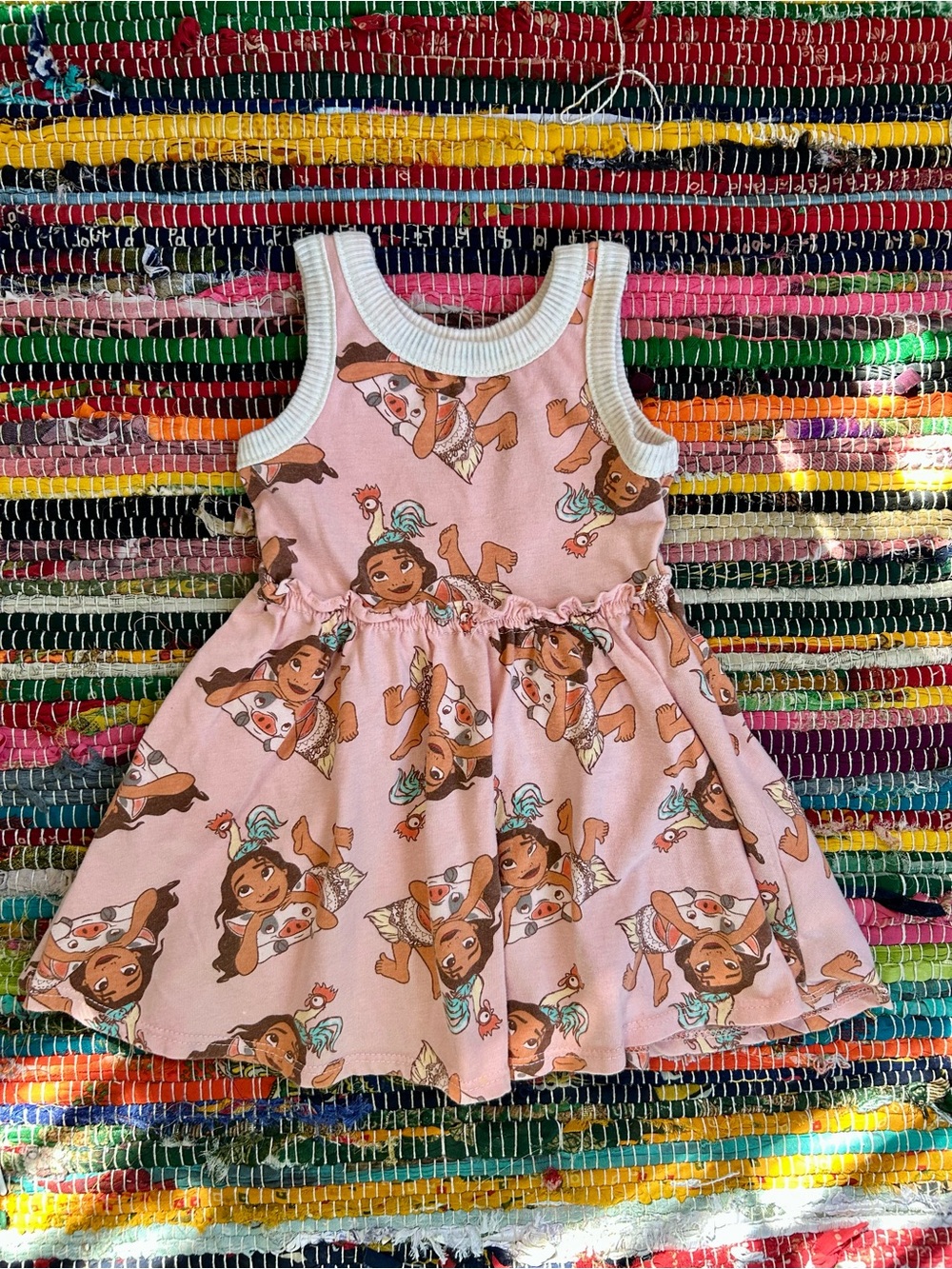 Disney Princess Moana Print Tank Circle Skater Dress 12 MOS